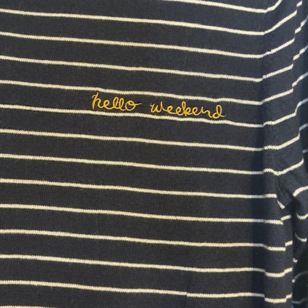 Banana Republic "Hello Weekend" Striped Navy Crewneck Sweater - Size Small - Picture 7 of 8
